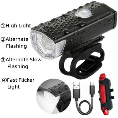 ♕۩♞ NEW MTB Bike Front Bicycle Lights Front Back Taillight Road Bike Headlight USB Cycling Safety Warning Light Bicycle Accessories