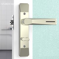 Modern Indoor Door Handle Lock Stainless Steel Bathroom Door Locks Single Tongue Three-Bar Spherical Lock Hardware Accessories