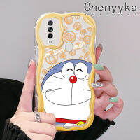 เคส Chenyyka สำหรับ OPPO A31เคส A8 2020การ์ตูนโดราเอมอนน่ารักสำหรับผู้ชายและผู้หญิงเนื้อครีมขอบคลื่นปกป้องกล้องเคสโทรศัพท์โปร่งใสเคสซิลิโคนอ่อนชัดเจน