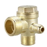 2/5 quot; 3/8 quot;PT 1/2 quot;PT Male Thread 3 Way Metal Air Compressor Check Valve Gold Tone