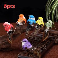 【CC】✆☁❇  6Pcs Artificial Birds Fake Foam Feather Wedding Garden Ornament Decoration