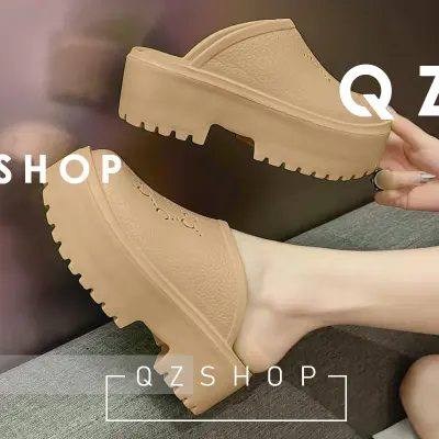 QZshop New collection รองเท้าสำหรับผู้หญิง สไตล์เกาหลี ส้นสูง หนา วัสดุยาง ใส่กับชุดไหนก็ดูดี มี 4 สี ห้ามพลาด