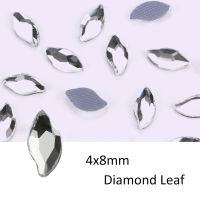 YHB Glitter Crystal Strass Flatback Hotfix Diamond Leaf Shaped Rhinestones สำหรับรองเท้ากระเป๋าศัพท์ผ้าเสื้อผ้า Nail Art