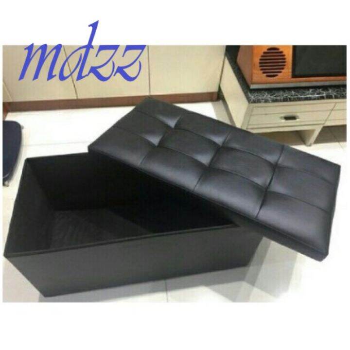 Double Multifunction Foldable Sofa Storage Box Leather Material