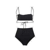 Korean Style High Waist Bikini Set Women Biquini Suit Two Pieces Swimwear Black Swimsuit High Quality Beach Suit  New