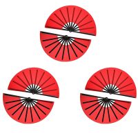 6 Pieces Large Folding Fan Nylon Cloth Handheld Folding Fan Chinese Kung Fu Tai Chi Fan Decoration Fold Hand Fan (Red)