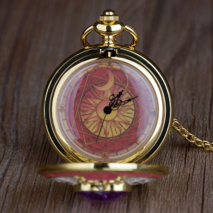 นาฬิกาพกสีชมพูสำหรับเด็กผู้หญิงนาฬิกาควอตซ์แฟชั่นดีไซน์การ์ตูนน่ารักของขวัญที่ดีที่สุดพร้อมโซ่