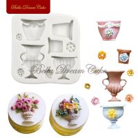 Flower Vase Silicone Mold Fondant Chocolate Sugarcraft Cake Moulds DIY Resin Clay Mould Cake Decorating Tools Kitchen Bakeware Bread  Cake Cookie Acce