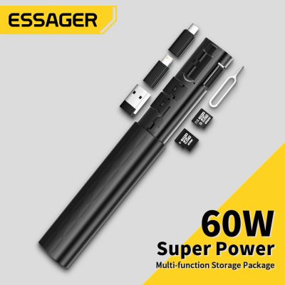 Essager USB C สายเคเบิล60W ชนิด C สายเคเบิล R แบบ Multi-Ftion Art อะแดปเตอร์การ์ดเก็บข้อมูลยูเอสบีสายเคเบิลข้อมูลกล่อง USB สำหรับ