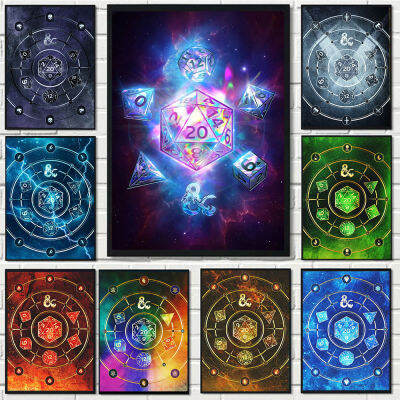 บทคัดย่อ Tarot Energy Rune Dice เกมโปสเตอร์พิมพ์-ภาพวาดผ้าใบ Wall Art รูปภาพสำหรับชายห้องนอนและห้องนั่งเล่นตกแต่งบ้าน