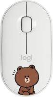 Logitech M350 Line-Friends Brown Bluetooth  2.4 GHz พร้อม USB Mini-Receiver, เมาส์คอมพิวเตอร์ที่เงียบและบางเฉียบพร้อมคลิกเงียบสําหรับแล็ปท็อป/โน้ตบุ๊ก/Chromebook/PC/Macสีขาว