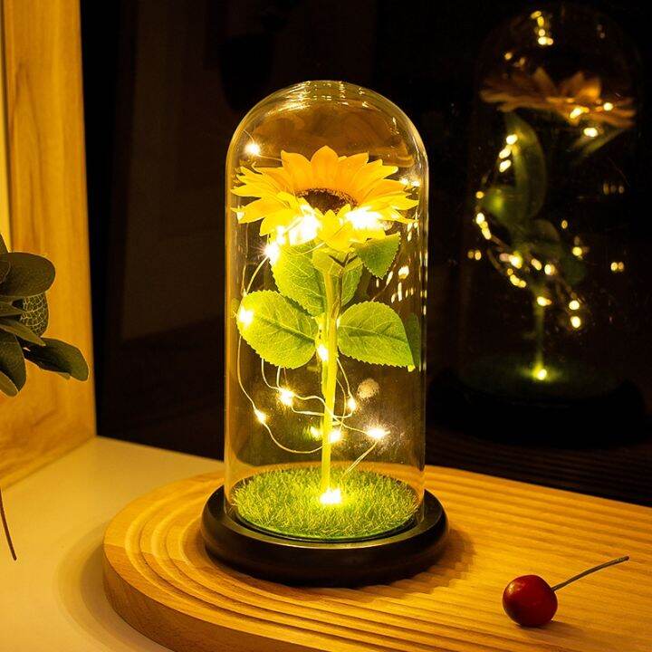 artificial-sunflower-eternal-flowers-in-dome-ornament-with-lights-home-decor-beauty-and-the-beast-for-valentines-women-day-gift