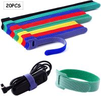 20pcs T-type Cable Tie Wire Reusable Cable Ties Colored Nylon Hook Loop Cord Organizer Wire Computer Data Cable Tie Straps Cable Management