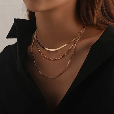 Vintage Fashion Multilevel Geometric Crystal Twist Snake Chain Set Necklace For Women Female Gold Plated Silver Color Jewelry Headbands