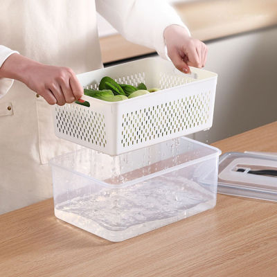 Livehom &amp; แบบใหม่ที่ปิดสนิท,กล่องเก็บของเก็บในตู้เย็นความจุขนาดใหญ่กล่องเก็บผักผลไม้กล่องถนอมอาหารระบายน้ำพร้อมฝาปิดห้องครัว
