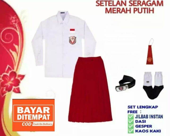 PROMO..!! Seragam Sekolah SD Merah Putih Panjang Setelan Anak Perempuan ...