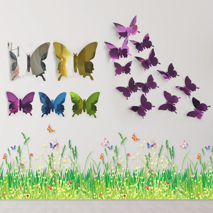 12pcs-set-butterfly-mirror-wall-sticker-decalbutterflies-3d-mirror-wall-art-party-decors-butterfly-fridge-wall-decal