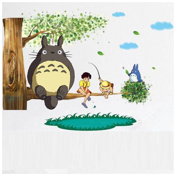 หรูหราตลก-totoro-การ์ตูนกำแพง-d-ecals-3d-ไวนิลภาพจิตรกรรมฝาผนังสติกเกอร์ห้องเด็กเนอสเซอรี่ตกแต่งอะนิเมะโปสเตอร์วอลล์เปเปอร์90x60เซนติเมตร3รูปแบบ