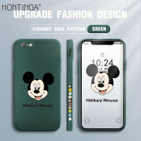 Hontinga ปลอกกรณีสำหรับ Iphone 6 6S 7 8 Plus SE 2020กรณีการ์ตูนอะนิเมะ Mickey Mouse สแควร์ Original ซิลิโคนนุ่มเหลว Edge กรณีรูปแบบคลุมทั้งหมดกล้องป้องกันกรณีกลับปลอกโทรศัพท์ Softcase สำหรับชาย