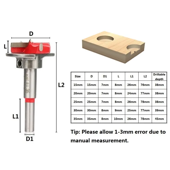 xcan-forstner-drill-bit-1-set-adjustable-wood-hole-cutter-15-20-25-30-35mm-carpenter-carbide-tipped-boring-core-hole-drill