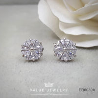 Value Jewelry ER0030 มี2สี กว้าง1cmยาว1cm เครื่องประดับเพชรCZ เกรดพรีเมี่ยม หนีบ ห่วง ระย้า ดารา สวย เงินแท้ คริสตัล เพชร  สร้อยข้อมือ สร้อยคอ แหวน