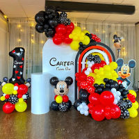 154 ชิ้น/เซ็ต Mickey Mouse Disney ลูกโป่ง Arch Garland Kit สำหรับเด็กวันเกิดทารกอาบน้ำครบรอบพื้นหลังตกแต่ง-mu xuan trade