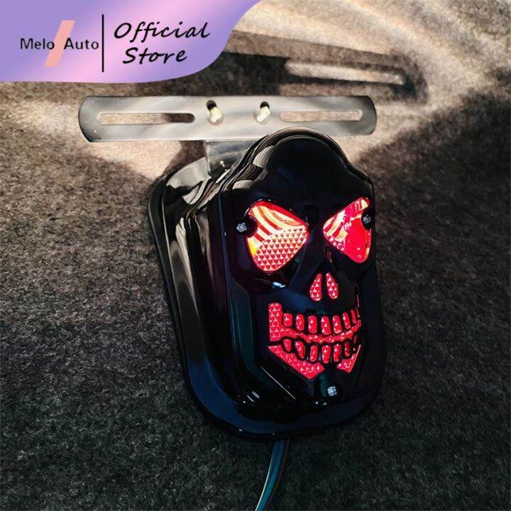 Anti-rust Motorcycle Skull Tail Light Universal Vintage Skull rear tail ...