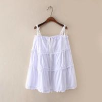 【มีไซส์ใหญ่】Plus Size Womens White Dress Sleeveless Solid Color A-line Vintage Summer Vestidos