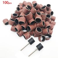 【CW】 100pcs Sanding Bands Sleeves  amp; 2 Mandrels Electric Grinding Polishing Sandpaper