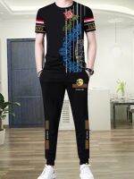 【Hot Sale】 mens sports and leisure suit short-sleeved trousers handsome fashion with a set of Chinese style tide