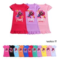 COD SDFGERGERTER Poppy Playtime Huggy Wuggy Casual Dress Cartoon Skirt Girls Print Baby Short Sleeve Kids Summer Nightdress