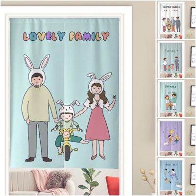 Cartoon Door Curtain for Living Room Partition Long Doorway Curtain Japanese Style Half Cotton Linen Block Out Curtain for Entrance