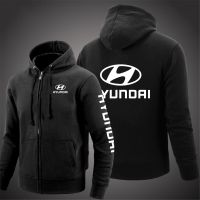 2022 Men Hyundai Motor Logo Comfortable Solid Color Long Sleeve Zipper Pocket Shirt Hooded Sweatshirt Tops Hoodies Coat