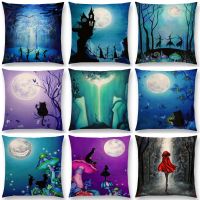 【hot】♨ 45x45cm Night Witch Cushion Cover Polyester Sofa