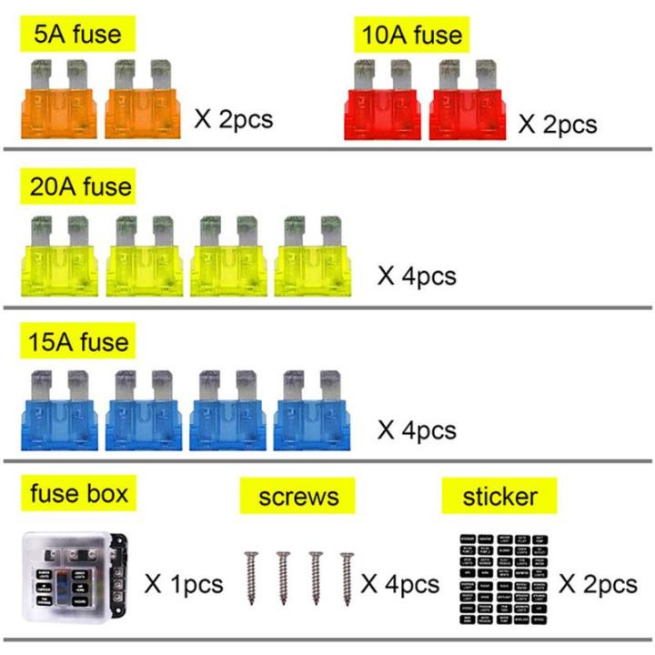 ฟิวส์บล็อกฟิวส์6ทาง12v-24v-ที่เก็บฟิวส์บ็อกซ์ฟิวส์บล็อกวงจรพร้อมฟิวส์12ใบชุดสัญญาณไฟ-led-กล่องฟิวส์รถยนต์กล่องฟิวส์รถยนต์6ทางกล่องเดินทางฟิวส์กันน้ำบล็อกฟิวส์-xinanhome