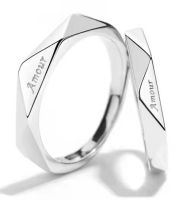[COD] ทองแดงชุบเงินฉันรักคุณแหวนคู่การออกแบบดั้งเดิมที่เรียบง่าย Amour แหวนแหวนคู่ชายและหญิง Christmas Gift