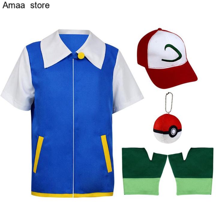 Amaa store Anime Pokémon Cosplay Costume For Adult Kids Ash Ketchum ...