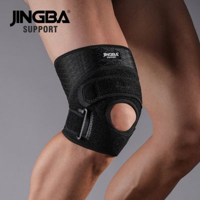 JINGBA ที่รองเข่าสำหรับเล่นฟิตเนสแบบปรับได้แผ่นรองเข่าสำหรับเล่นกีฬาวอลเลย์บอลอุปกรณ์พยุงเข่าเข็มขัดซัพพอร์ทวิ่งอุปกรณ์พยุงเข่าสำหรับเล่นบาสเก็ตบอล