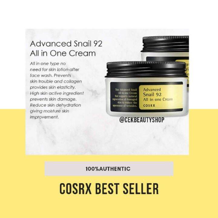 COSRX ADVANCED SNAIL 92 ALL IN ONE CREAM 100ML EXP2023 | Lazada PH