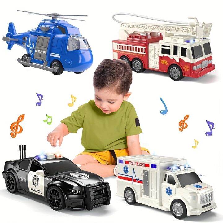 kuimi123 4pcs Emergency Rescue Vehicle Toys Set, For Children, Rescue