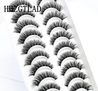 5/10 Pairs Invisible Band Lashes 3D Mink Strip Lashes Reusable False Eyelashes Crisscross Dramatic Lashes Lightweight EyeLashes