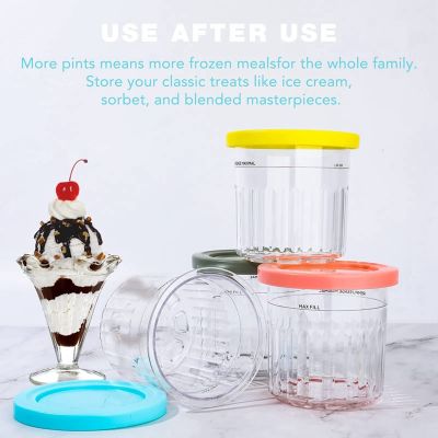 4 PCS Ice Cream Pints Containers and Lids Ice Cream Makers 16Oz Cups NC301 NC300 NC299AMZ Series