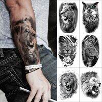 【YF】 Clock Lion Gear Temporary Tattoo Sticker For Men Women Rose Owl Wolf Waterproof Fake Henna Tiger Animal Body Art Tatoo