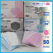 khẩu trang y tế 4 lớp hộp 50 cái Cửu Long, Hàng chính hãng dày dặn