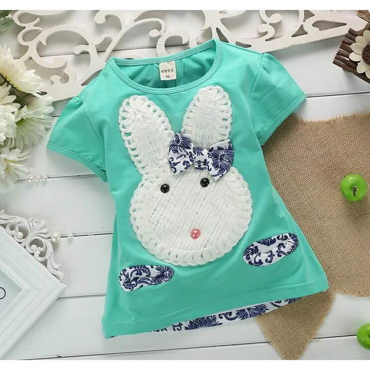 eczipvz Baby Girl Clothes Toddler Girls Short Sleeve Easter Rabbit Flower  Prints Tops Pants 2PCS Outfits Clothes Set for Babys Clothes,Khaki 