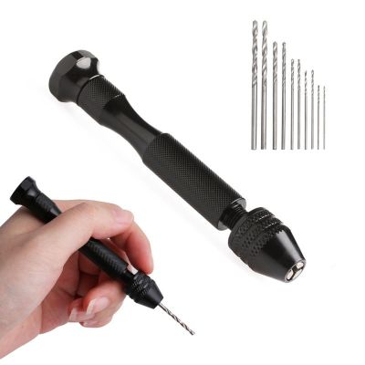 Mini Micro Aluminum Hand Drill With Keyless Chuck HSS Steel Twist Drill Bit Woodworking Drilling Rotary Tools Hand Drill Manual