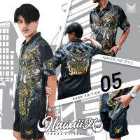 YAKZA hawaii DARK 005 SET เสื้อ+กางเกง เสื้อเชิ้ต ลำลอง เสื้อฮาวาย กางเกงขาสั้น ทรงตรง