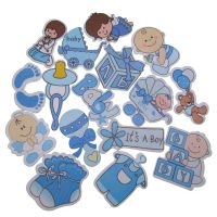 【YF】❁㍿◎  20/40Pcs Mixed blue painted crafts Buttons Cartoon baby shower wooden buttons for scrapbooking Decorations