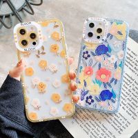 (Great. Cell phone case)เกาหลีน่ารักดอกไม้ดอกไม้ล้างกรณีโทรศัพท์สำหรับ iPhone 13 12 11 Pro Max XS Max XR X 7 14บวกที่มีสีสันเลนส์คุ้มครองปกอ่อน