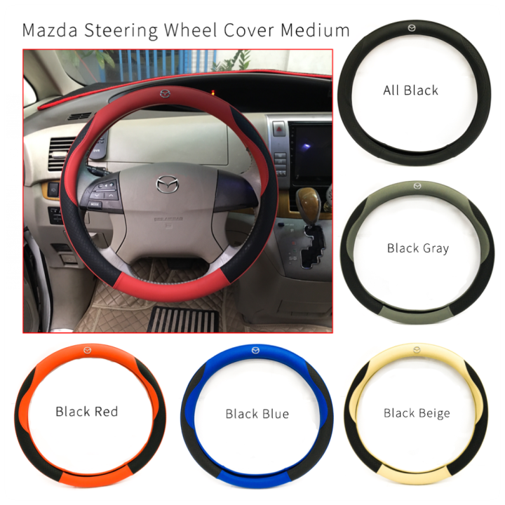 CPA 38cm SPORT TYPE CAR MAZDA STEERING WHEEL COVER NONSLIP LEATHER DIAMETER (HIGH QUALITY